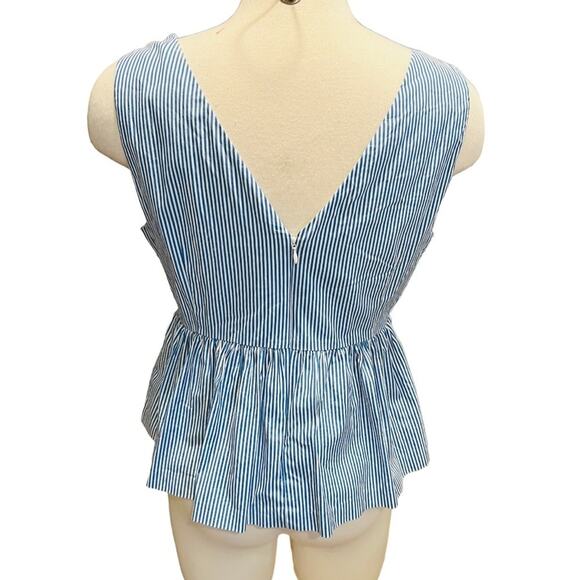 J. Crew Blue & White Stripe Peplum Top Size 14 - Picture 8 of 10